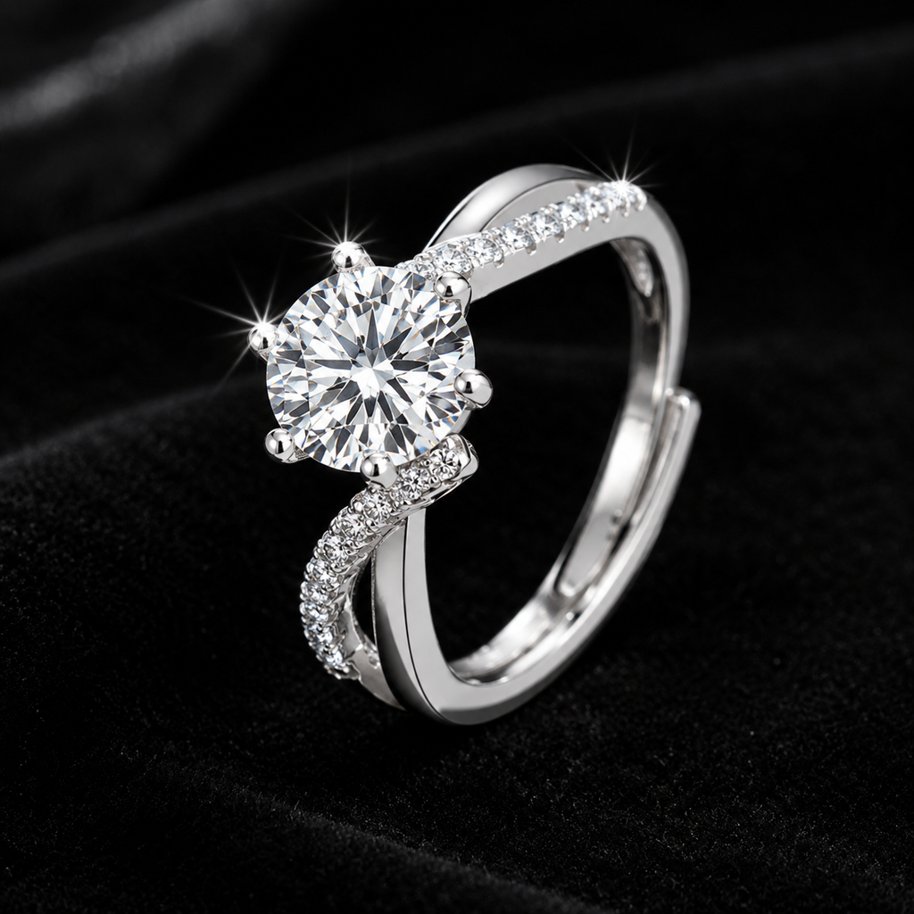 Moissanite Adjustable Ring