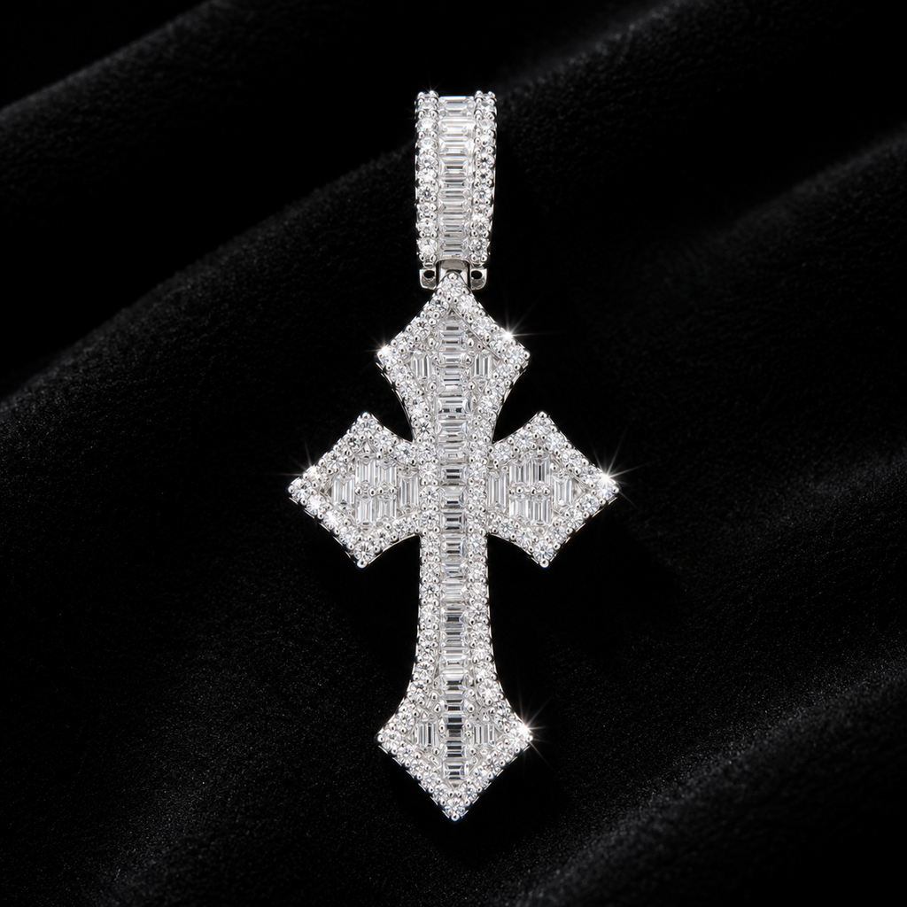 Big Moissanite Cross Pendant