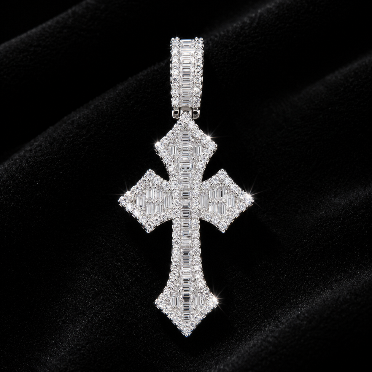 Big Moissanite Cross Pendant