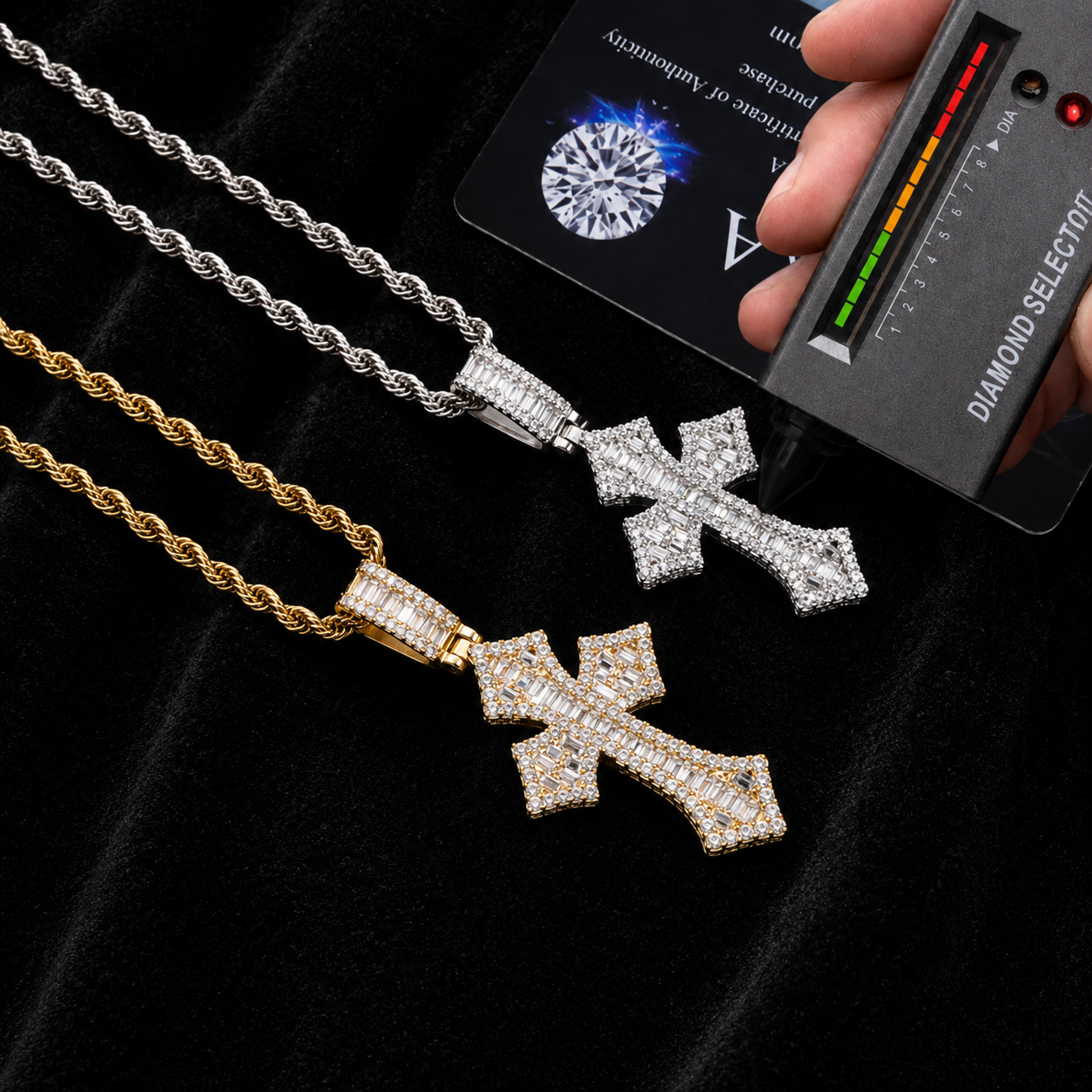 Big Moissanite Cross Pendant