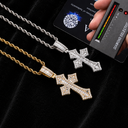 Big Moissanite Cross Pendant
