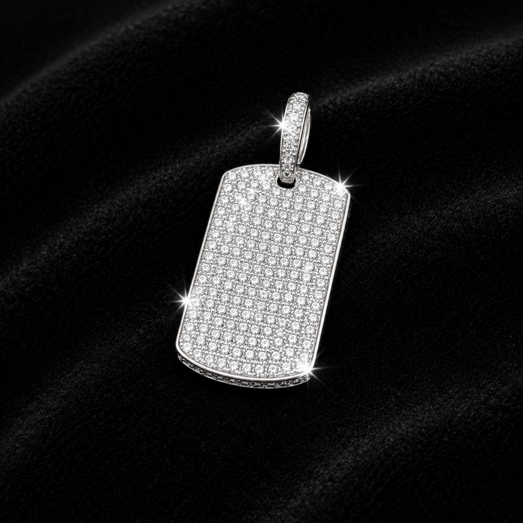 Moissanite Dog Tag Pendant
