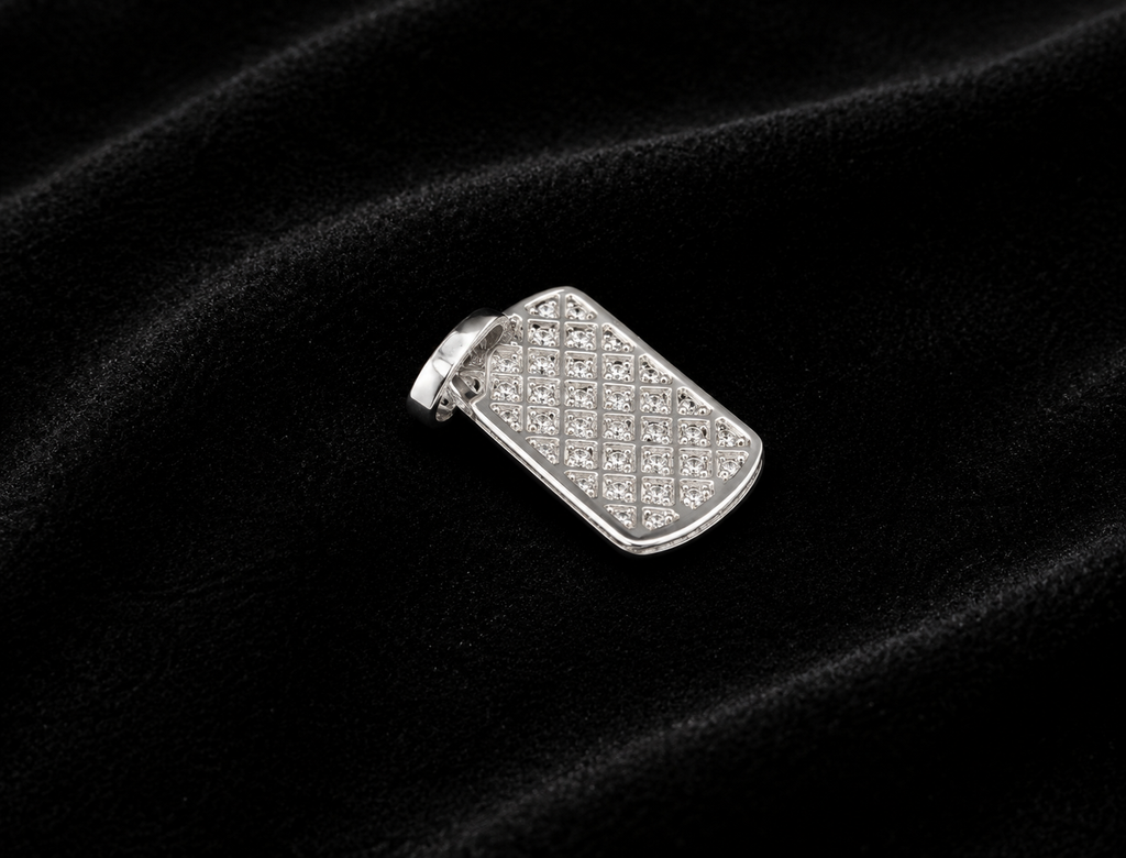 Moissanite Dog Tag Pendant