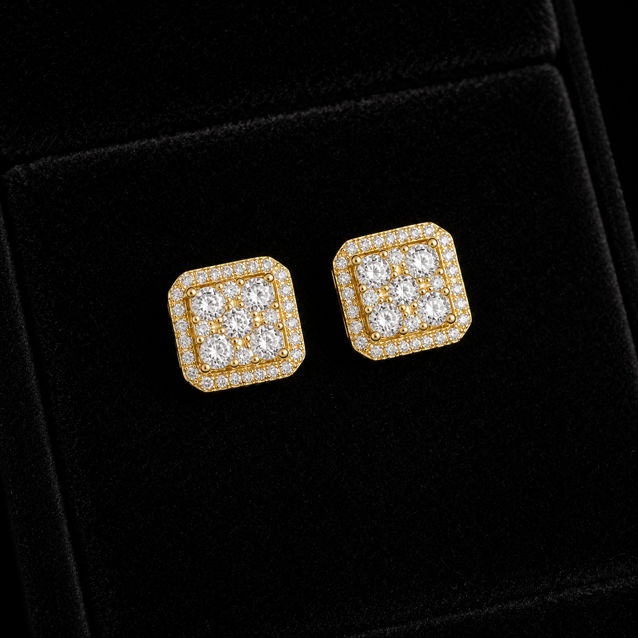 Moissanite 11mm Square Pave Earrings