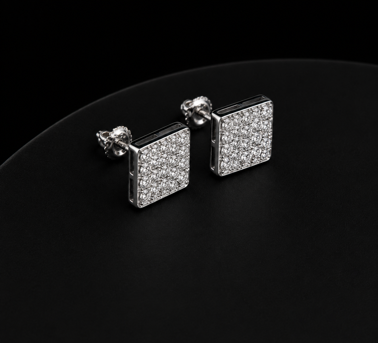Moissanite Square Halo Earrings